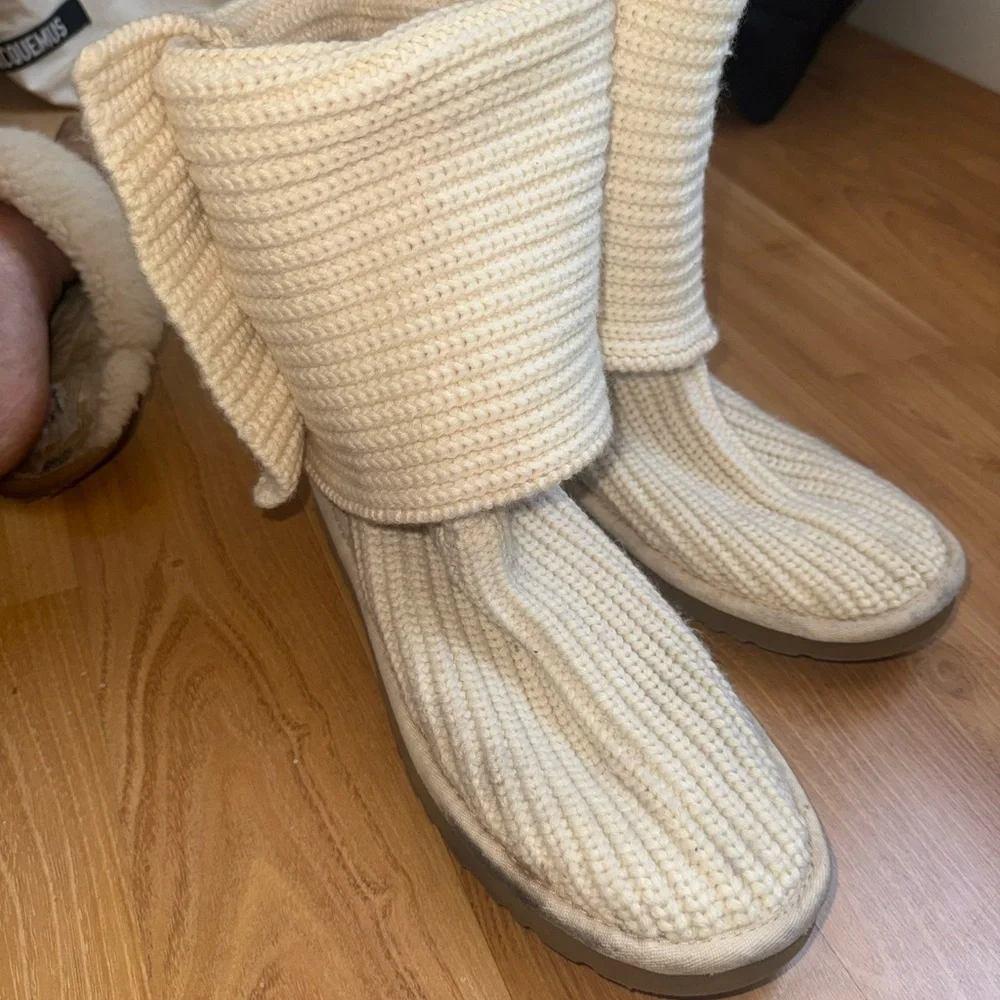 UGG Classic Cardy Boots Cream Knit Classic Short or Tall Boots